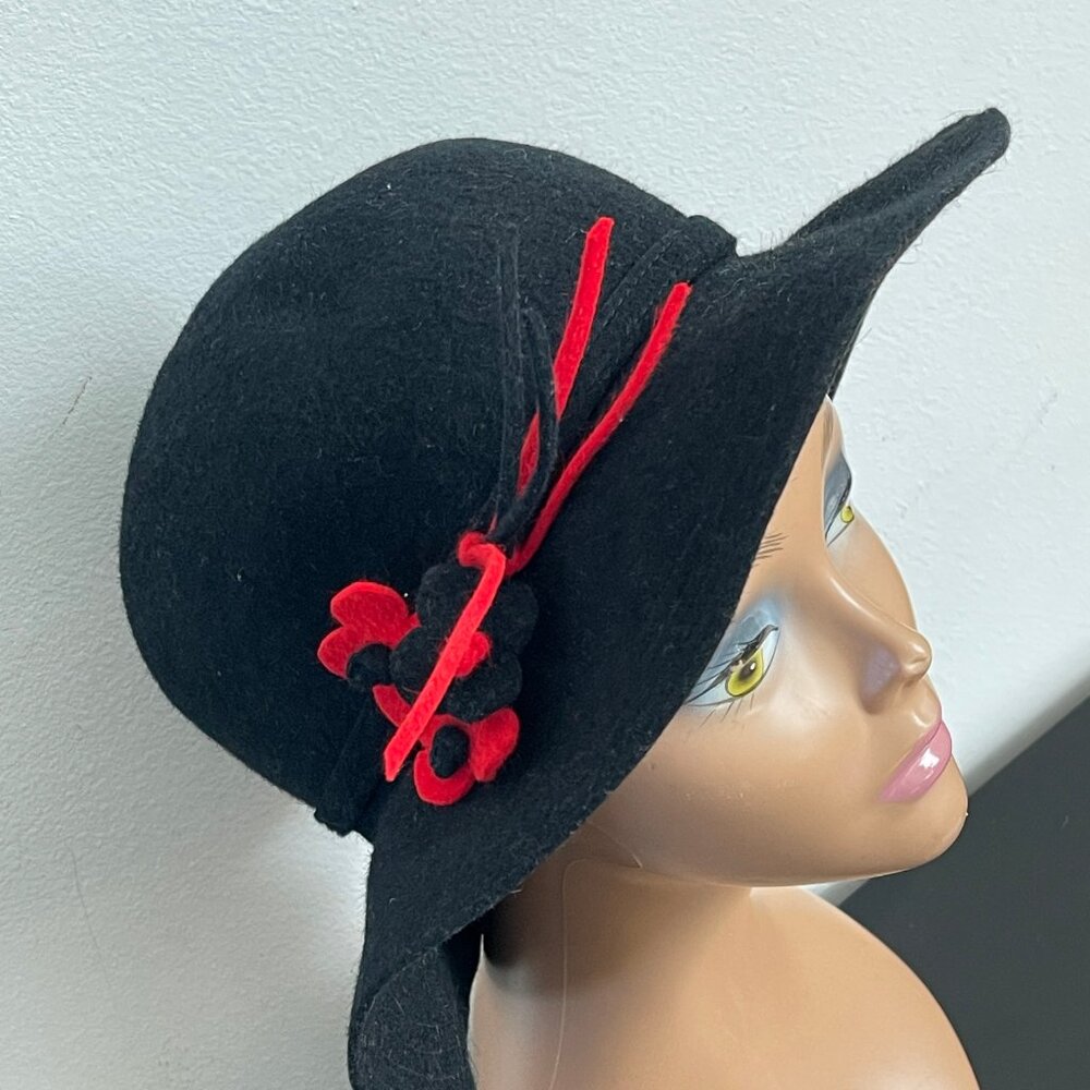 Vintage women's hat Black felt hat Fancy classic hat Made in Russia PASSAGE Wide